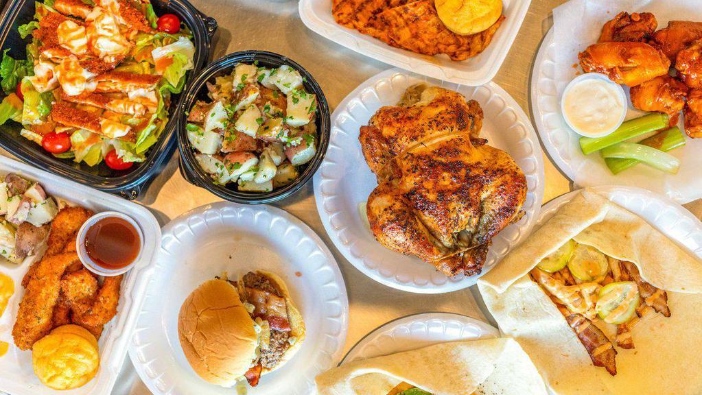 Fire Roasted Chicken & Grill · Chicken · Burgers · Takeout · American · Barbecue · Sandwiches · Mediterranean