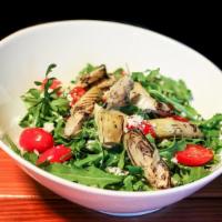 Arugula Salad  · Baby arugula, cherry tomatoes, shaved parmigiano reggiano, and grilled artichokes with lemon...