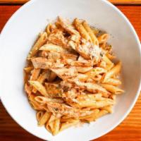 Penne Vodka With Chicken  · Homemade vodka sauce served with grilled chicken.