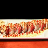 Tavern Roll  · Tuna and salmon topped with seared pepper tuna and lobster salad, finished with spicy mayonn...
