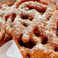 Funnel Cake · Deep-fried sweet batter topped with powdered sugar.