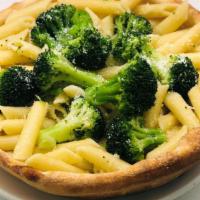 Pasta W/ Oil, Garlic, And Broccoli · Pasta In Freshly Baked Crusts with oil, garlic and broccoli.