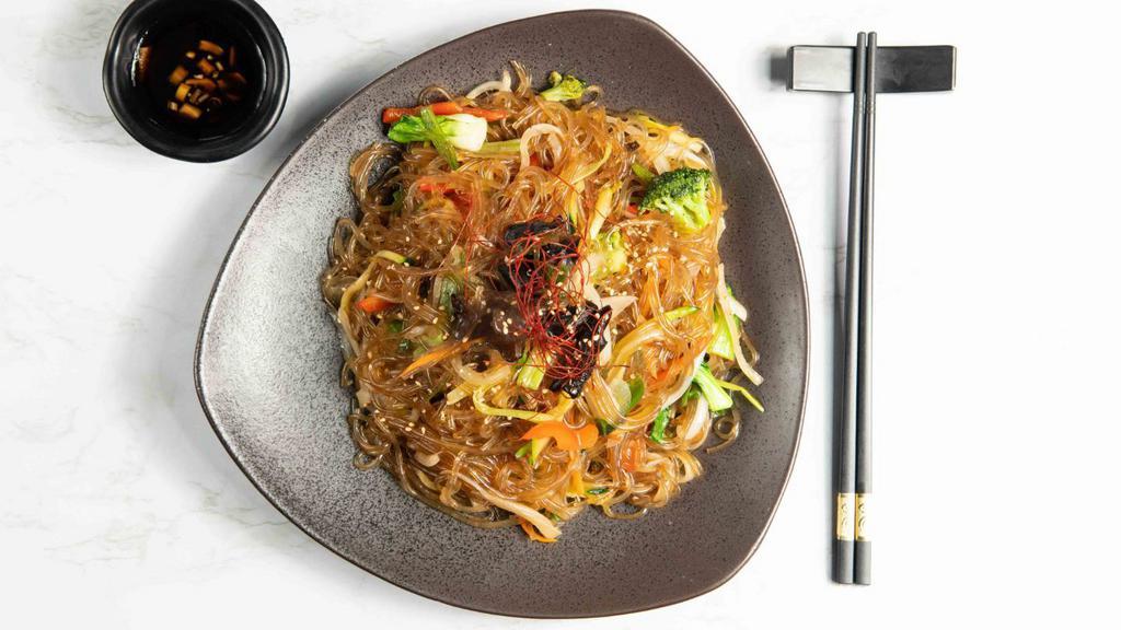 Jabchae · Stir-fried crystal noodles with choice of toppings.
