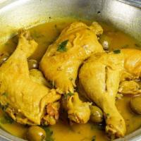 Chicken Tajine - Family Meal · Traditional Moroccan slow cook dark meat with lemon preserve, green olives and basmati rice