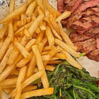Steak Frites · Gluten-free, chef recommendation. Organic grass fed ribeye served with fries.