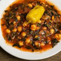 Spinach And Chickpea · Gluten-free, vegetarian. Fresh spinach with tomato sauce and chickpea.