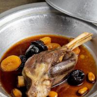 Lamb Tajine · Gluten-free, chef recommendation. Traditional Moroccan slow cooked lamb shanks with carameli...