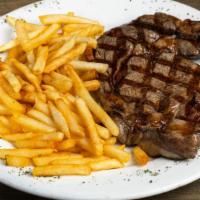Steak Frites · Gluten-free, chef recommendation. Organic grass fed ribeye served with fries.