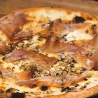 Pizza Speck  · marinated king oyster & wood mushrooms, fior di latte, arugula, truffle oil