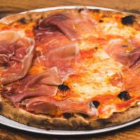 Pizza Prosciutto Margherita  · prosciutto di Parma, buffalo mozzarella, San Marzano tomatoes, basil