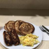 Breakfast Platters · All platters include (3) original or whole wheat pancakes, your choice of (2) meats, & (2) l...