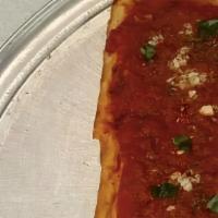 Old Style Marinara Pie · Sicilian crust topped with marinara sauce, fresh basil, and a touch of garlic, and extra vir...