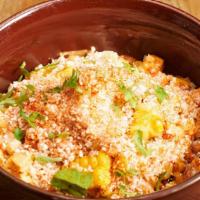 Mexican Street Corn · Spicy. Roasted corn off the cob, Chente sauce, Cotija cheese, chile piquin.
