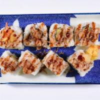 Crispy Tempura · Enjoy this roll filled with Shrimp Tempura, topped with crispy onions, and drizzled with Kab...