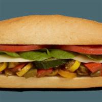 Cold Hoagies And Sandwiches - Roasted Veggie With Provolone · Contains: Provolone, Tomato, Roasted Veggies