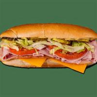 Double Meat Cold Hoagies And Sandwiches - Turkey & Ham · Contains: Classic Roll, Cheddar, Honey Smoked Turkey, Lettuce, Pickles, Spicy Mustard, Ham