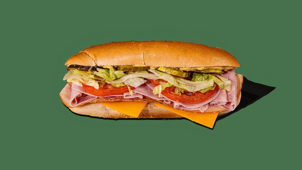 Double Meat Cold Hoagies And Sandwiches - Turkey & Ham · Contains: Classic Roll, Cheddar, Honey Smoked Turkey, Lettuce, Tomato, Pickles, Spicy Mustard, Ham