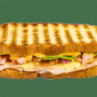 Panini - Hot And Spicy Signature Recipes - Southwest Chipotle Turkey · Contains: Pepper Jack, Spinach, Fresh Salsa, Creamy Chipotle, Panini Bread, Meat