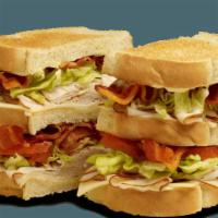 Club Sandwiches - Turkey · Contains: American, Mayo, Lettuce, Tomato, Applewood Smoked Bacon, Oven Roasted Turkey