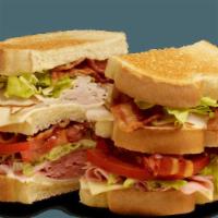 Club Sandwiches - Turkey & Ham · Contains: White Toast, American, Oven Roasted Turkey, Ham, Mayo, Lettuce, Tomato, Applewood ...