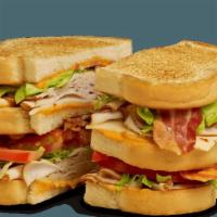 Club Sandwiches - Spicy Turkey · Contains: White Toast, Pepper Jack, Creamy Chipotle, Lettuce, Tomato, Applewood Smoked Bacon...