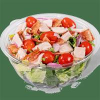 Turkey Bacon Ranch · Contains: Romaine, Grape Tomatoes, Red Onions, Applewood Smoked Bacon, Oven Roasted Turkey, ...