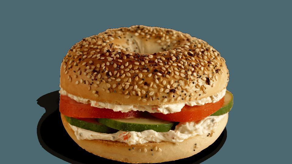 Bagel Sandwiches - Veggie & Cream Cheese Bagel · Contains: Tomato, Cucumbers