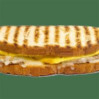 Hot And Spicy Signature Recipes - Egg Omelet - Garlic Sausage · Contains: Pepper Jack, Panini Bread, Egg Omelet, Garlic Aioli, Sausage Patty