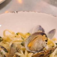 Linguini · with littleneck clams, rapini & white wine