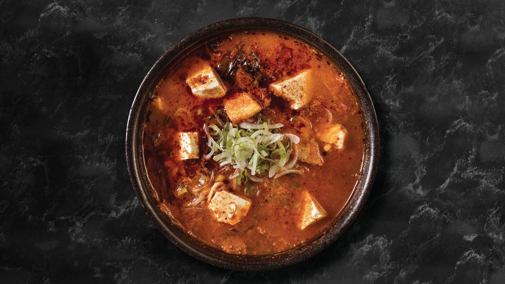 Soondubu Jjigae · Spicy. Soft tofu stew (beef or seafood).