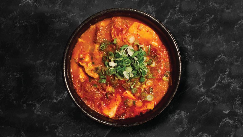 Kimchi Jjigae · Spicy. Kimchi stew with pork.