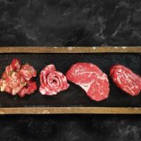 Modeum Gui · Assorted beef for two (prime rib eye, sliced prime short ribs and marinated Korean beef shor...