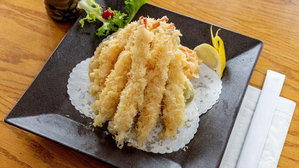 Shrimp Tempura · Butter-fried 2 pieces shrimp & 4 pieces vegetable.