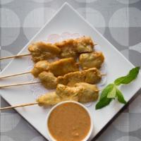 Chicken Satay · Spicy. Grilled chicken on skewers with peanut sauce. Hot and spicy.