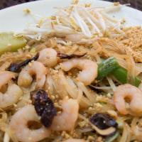 Pad Thai · Stir fried Thai noodles with a choice of shrimp, chicken, beef, or vegetable, egg, bean spro...