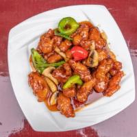 Hot Lover'S Chicken · Hot and spicy. Deep-fried chicken sautéed with snow peas, baby corn and straw mushrooms in a...