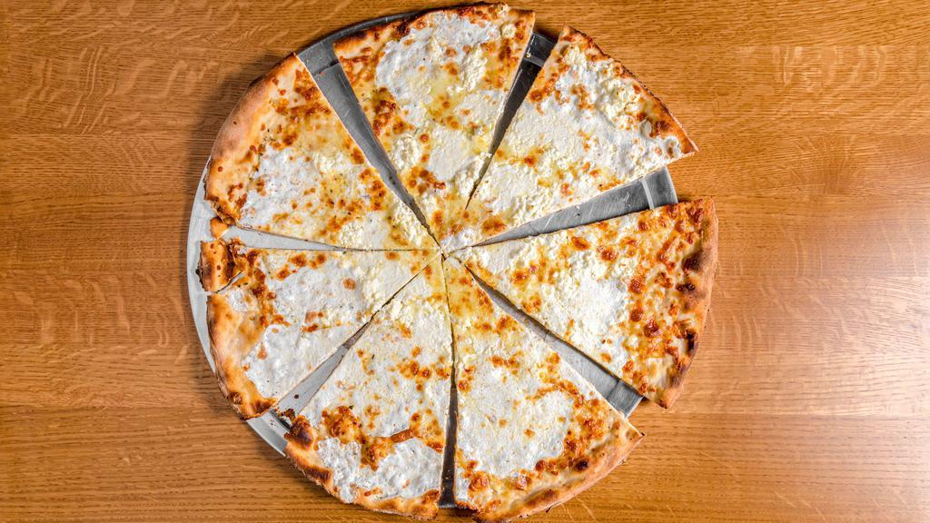 White Pizza · House ricotta, mozzarella, pecorino, and parmesan.
