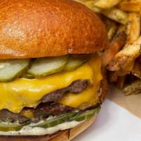 Double Patty Burger · american, b+b pickles, black pepper mayo