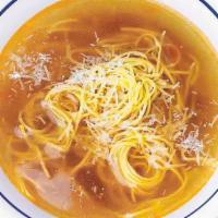 Chicken Noodle Soup · Deep flavored chicken broth served with noodles.