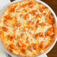 Buffalo Chicken Pizza (T) · Buttermilk marinated tender pieces of chicken coated in our famous buffalo sauce covered in ...