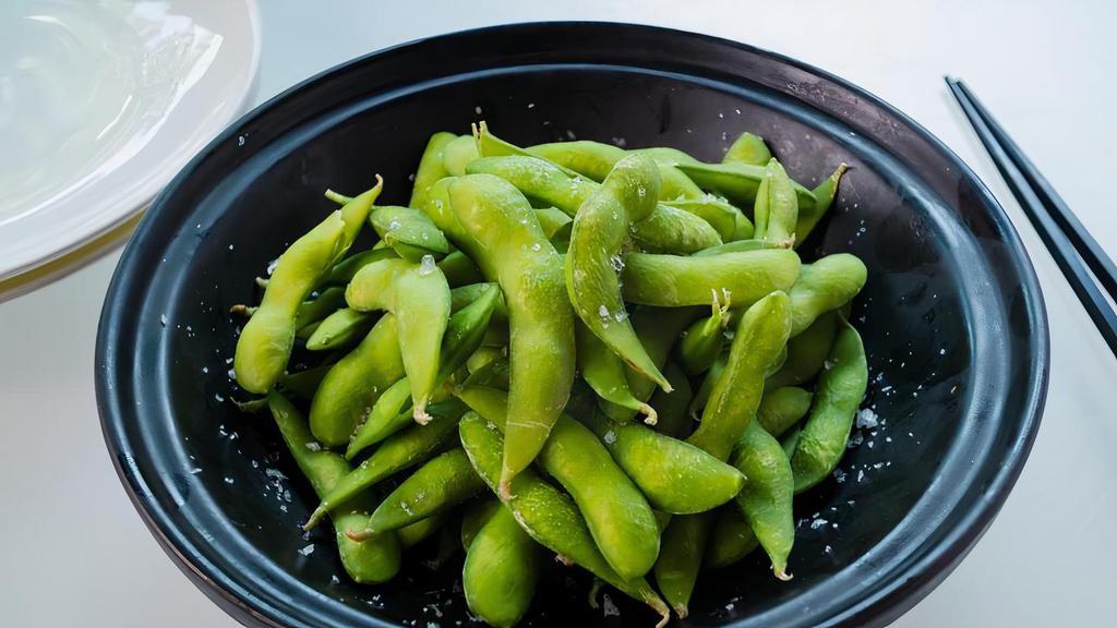 Steamed Edamame · Maldon sea salt. Vegetarian.
Spicy : Chili sauce, togarashi pepper with katsuo mirin & rice pearl