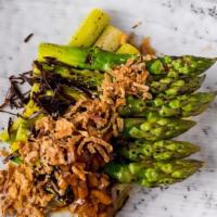 Grilled Asparagus · Robata grilled asparagus sweet onion dressing .