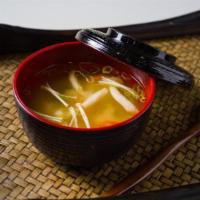 Miso Soup · Organic silken tofu, enoki mushroom, shitake mushroom, wakame seaweed, carrot and scallion.