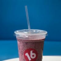 Açaí Elixir Smoothie  · Made with Strawberries, blueberries and açaí berries with guarana.
