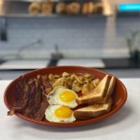 Breakfast Platter · Two Eggs, Choice of Protein and Home fries. Served with Toast!