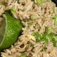 Crab Fried Rice · Crab meat sautéed with egg, white onion and scallion.