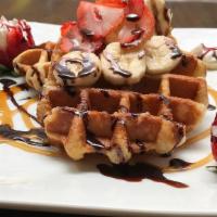 Waffles With Fries · Served with syrup and butter.