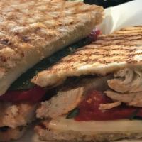 Chicken Parmesan · Grilled chicken breast, tomato, spinach, topped with fresh basil, mozzarella cheese and parm...