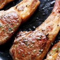 Lamb Chops · 3 pieces of Marinated Lamb Chops comes with Rice, Salad and white sauce.