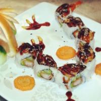 #4. Dragon Roll · Shrimp tempura, cucumber, avocado, asparagus.